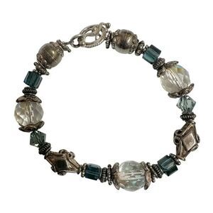 Sterling silver crystal beaded bracelet